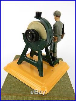 1956 Fleischmann German Tin Steam Engine Toy #235 Orig Box Man w Grinding Stone