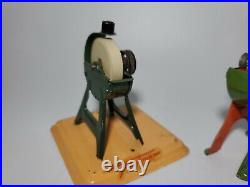 2 Vintage Fleischmann Grinders steam engine powered belt drive German tin toys