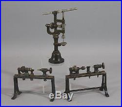 3 Antique Cast Iron Steam Engine Machinist Woodworking Tools Drill Press & Lathe