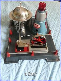 50's Vintage Linemar Japan ATOMIC REACTOR STEAM ENGINE Toy w Great-shaped Box