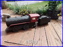 Antique 30's Cor-cor Pressed Steel Steam Engine Tender Toy Ride Push Toy
