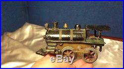 Antique Cast Iron Steam Engine Model Clockwork Toy Train Working Condition #2