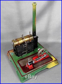 Antique German Marklin Horizontal Live Steam Engine Model 4097/5 Tin Toy & Box