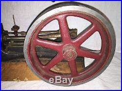 ANTIQUE L-S STEAM ENGINE EARLY WOOD BOILER CAST IRON MODEL TOY TOOL UNUSUAL RARE