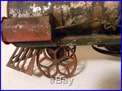 ANTIQUE VICTORIAN WIND-UP STEAM ENGINE TRAIN EARLY TIN TOY 12 LONG 8 1/2 TALL