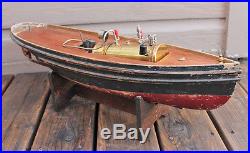 ANTIQUE VINTAGE Toy Model Wood Wooden Live Steam Engine Tug Boat Ship Steamship