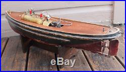 ANTIQUE VINTAGE Toy Model Wood Wooden Live Steam Engine Tug Boat Ship Steamship