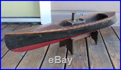 ANTIQUE Vintage Live Steam Engine Wood Wooden Toy Pond Model Steam Boat Boucher