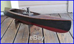 ANTIQUE Vintage Live Steam Engine Wood Wooden Toy Pond Model Steam Boat Boucher