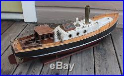 ANTIQUE Vintage Model Wooden Live Steam Engine Steamship Ship Tug Boat Boucher