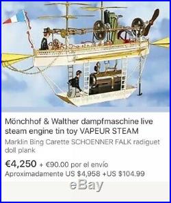 Airplane Tucher & Walther T 461, Live Steam, Steam Engine, Tin Toys Germany