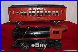 Antique 1920s Cor Cor Floor Model Pullman Toy Train Pressed Steel Steam Engine