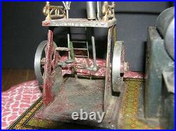 Antique Bing Steam Engine Germany Tin Lithography Twin Flywheel, Base 7.75 x 6