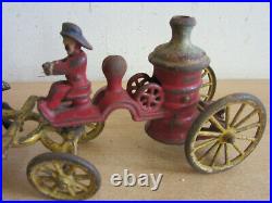 Antique Cast Iron Horse drawn Steam Pumper fire engine toy 14 Ives / Wilkins