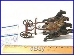 Antique Early 3 Horses Cast Iron for Carriage Wagon Steam Pumper Fire Engine Toy