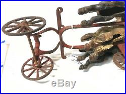 Antique Early 3 Horses Cast Iron for Carriage Wagon Steam Pumper Fire Engine Toy