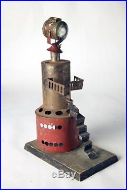 Antique Folk Art Toy Steam Engine Transition Early Electric Unique Lighthouse