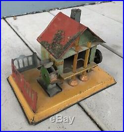 Antique House Water Wheel Mill Germany Live Steam Engine Tin Toy