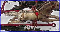 Antique Steam Pumper Fire Engine Toy Cast Iron Carriage Wagon 3 Horses withDriver©