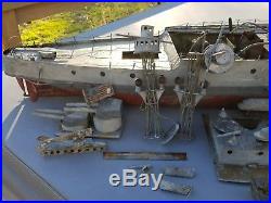 Antique Steel Tin Hull Live Steam Engine Model USS Maryland