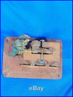 Antique Tin Toy Man Table Saw Steam Engine Cutting Log Woodworking VTG Old Rare