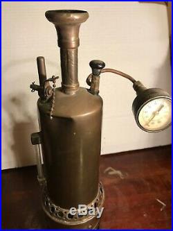 Antique Vertical Steam Engine Brass Boiler Toy for repair or parts
