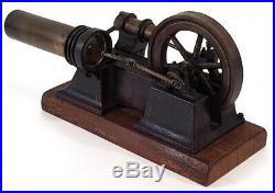 Antique Victorian Steam Engine Model Cast Iron Brass Wood 1800's #496
