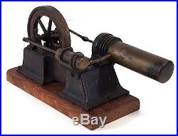 Antique Victorian Steam Engine Model Cast Iron Brass Wood 1800's #496