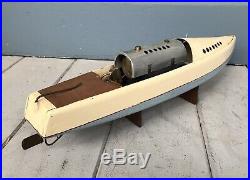 Antique Vintage Bowman Snipe Live Steam Engine Wooden Toy Speed Boat