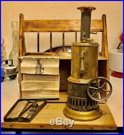 Antique Weeden No. 20 Upright Steam Engine Toy w Original Instructions/wood Box