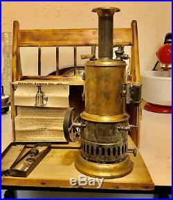 Antique Weeden No. 20 Upright Steam Engine Toy w Original Instructions/wood Box