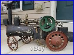 Antique toy tractor case steam engine folk art toy thresher farm agriculture