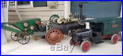 Antique toy tractor case steam engine folk art toy thresher farm agriculture