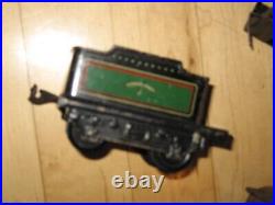 Bing 0 gauge train prewar windup green steam engine, tender, coach, original key