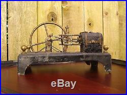 Curious Antique 1890s Scratch Built Live Steam Engine Toy with Flowers & Box