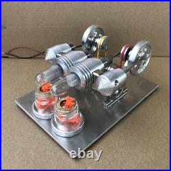 DIY Hot Air Stirling Engine ModelToy Air-cooked V4 Engine Generator Motor Toy