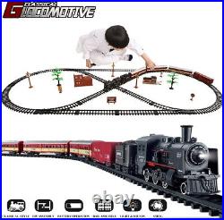 Electric Christmas Train Toy Set Car Railway Tracks Steam Locomotive Engine