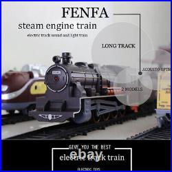 Electric Diecast Train Railway Tracks Steam Locomotive Train Toy Model Set