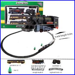 Electric Diecast Train Railway Tracks Steam Locomotive Train Toy Model Set