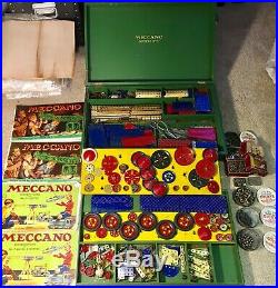 Fab Vintage 1930s Green Wooden Box Meccano Set No 9 + Extra Set + Steam Engine