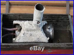 Gigantic Antique 29 Tin Steam Engine Powered Ship Toy Boat & Wooden Box