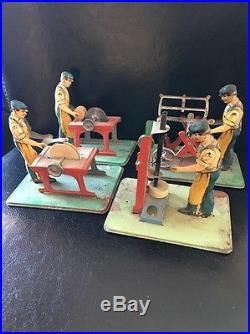 Germany Vintage Tin Toy Lot US Zone Mill Workers Signed Steam Engine