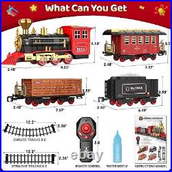 Hot Bee Train Set for Boys Remote Control Train Toys withSteam Locomotive, Ca