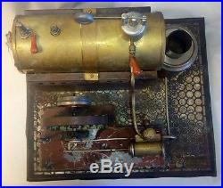 Interesting Large Vintage Antique Tin & Brass Toy Steam Engine