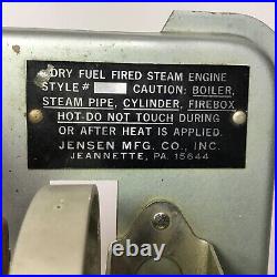 Jensen Manufacturing Co. Model Dry Fuel Fired Live Steam Engine