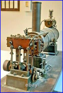Large Original Antique stationary STEAM ENGINE with BOILER train locomotive model