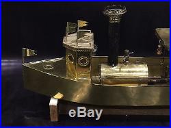 Live Steam Engine Brass Model Pond Boat Ship Yacht Vintage Folk Art LARGE Toy
