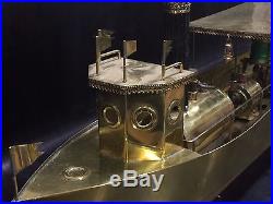 Live Steam Engine Brass Model Pond Boat Ship Yacht Vintage Folk Art LARGE Toy