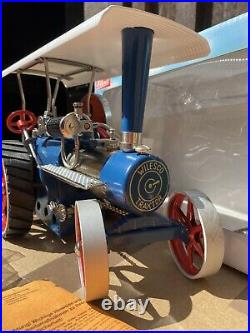 Live Steam Wilesco D405 Traction Engine Blue/ Silver Model Toy Boxed