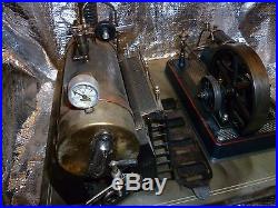 Live steam antique steam engine tin toy tinplate vintage stationary engine